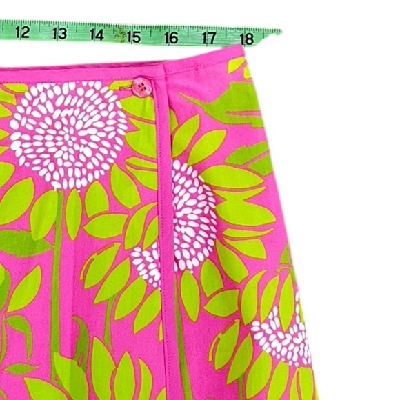 Lilly Pulitzer Sunflower lady bug reversible A-Line wrap Skirt Pink/Green 14 - Picture 10 of 10